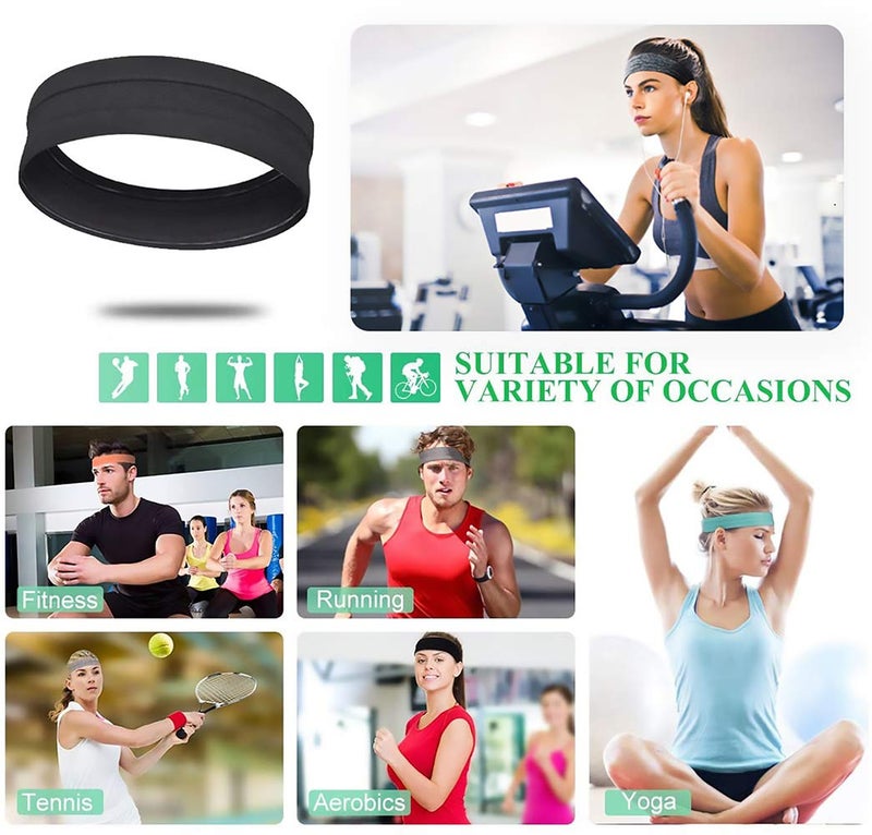 QiShang 6Pack Sweat Bands Headbands for Women Workout, Women's Fashion Non Slip Headband, Moisture Wicking Sweatband for Sports Running Athletic Yoga - Image 5